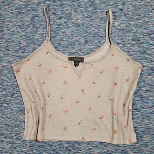 Primark Size Medium Off White Pink Floral Women's Crop Tank Top